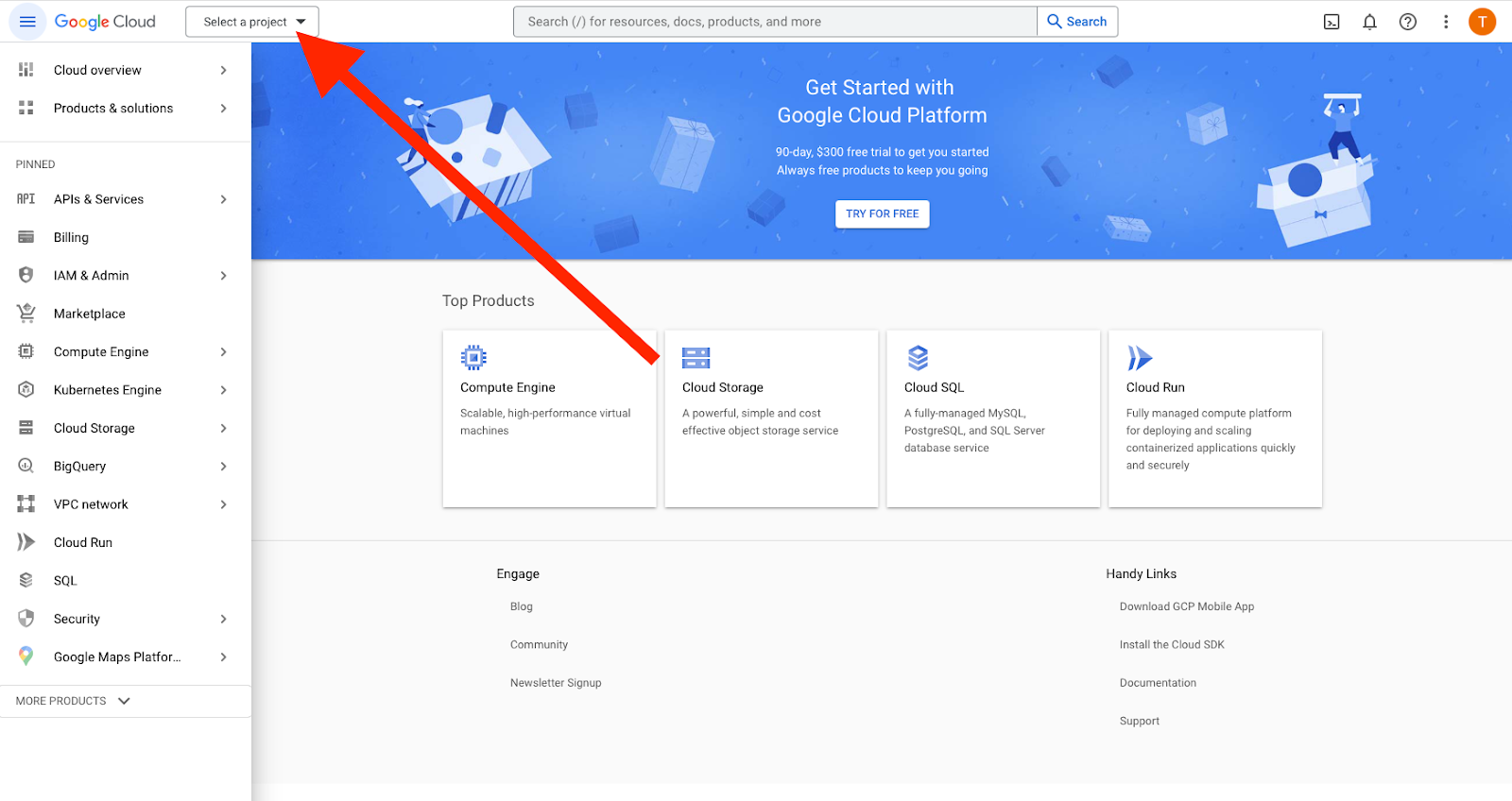 Selecting a project in Google Drive