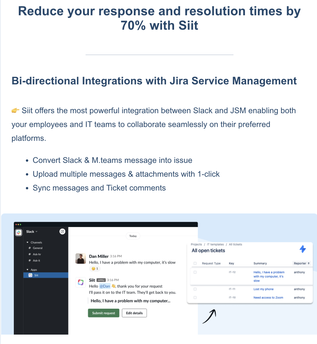 A screenshot of an email from Siit that announces their Jira integration