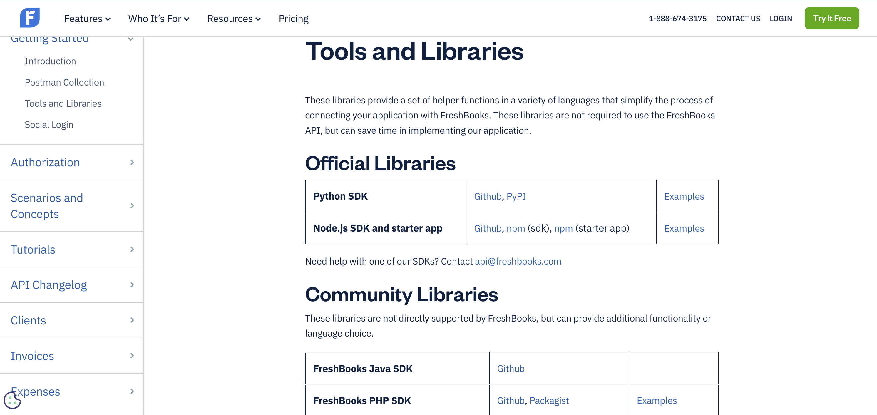 FreshBooks SDK home page